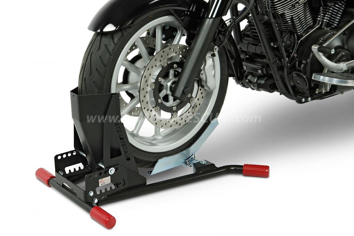 Soporte de suelo de cuña de rueda delantera de motocicleta, fijador de  soporte de cuña de remolque - AliExpress